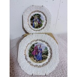 Lord Nelson Pottery Courting Couple Decorative Wall Plates England Set of 2 9"